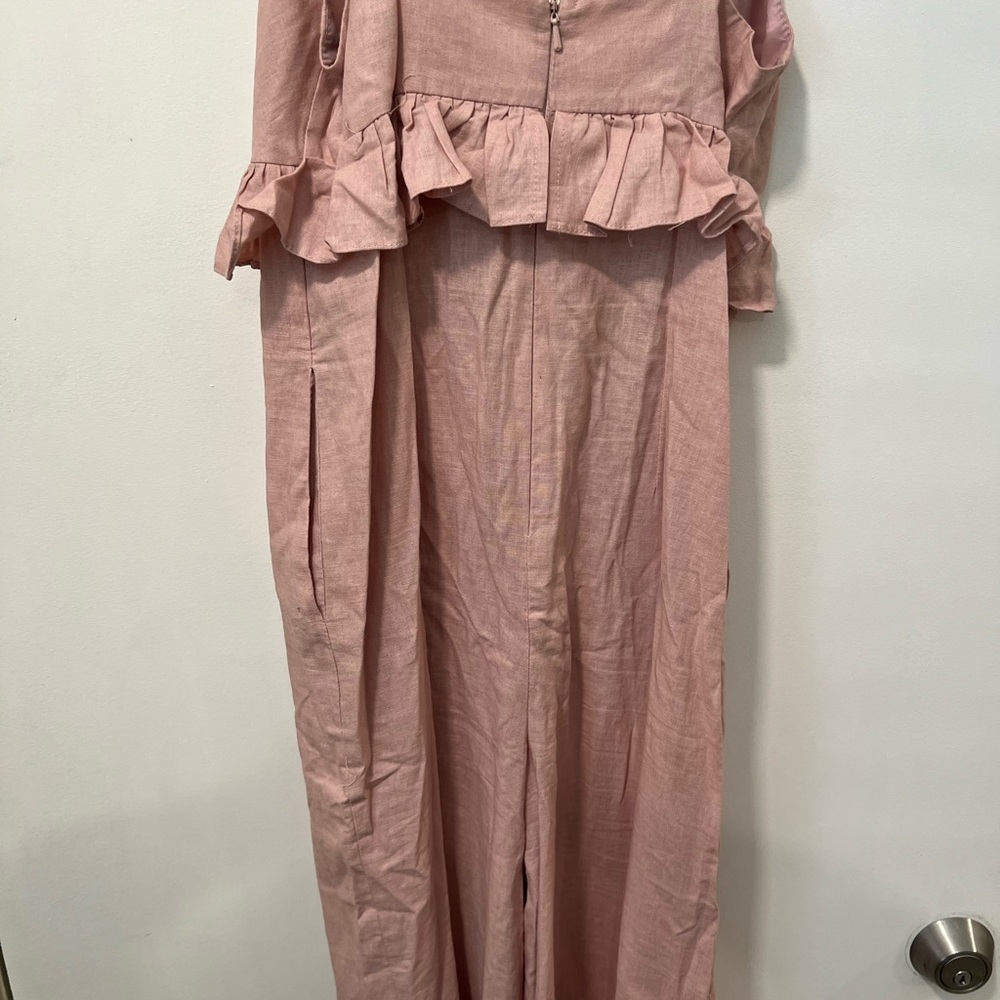 ASOS Pink Ruffled Jumpsuit with Cropped Wide-Leg - Picture 5 of 6